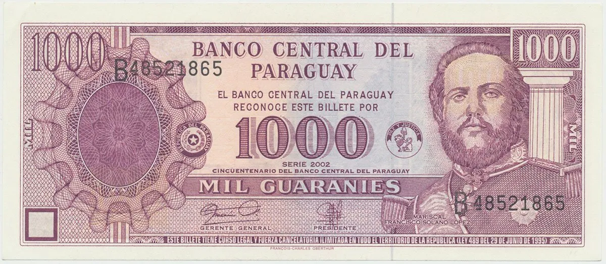 Paraguay, 1000 Guaranies 2002, pamětní, P.221
