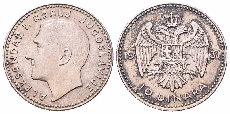 Jugoslávie, 10 Dinar 1931
