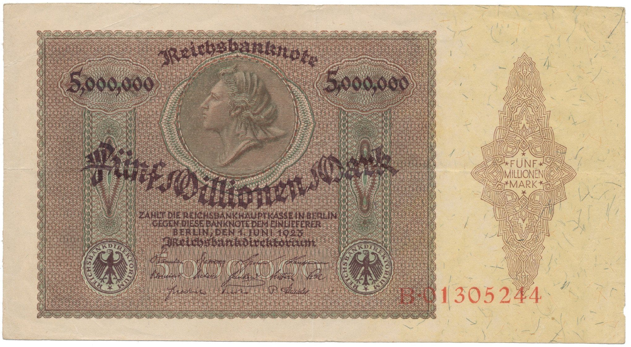 Německo, 5 Millionen Mark 1923, Ro.88