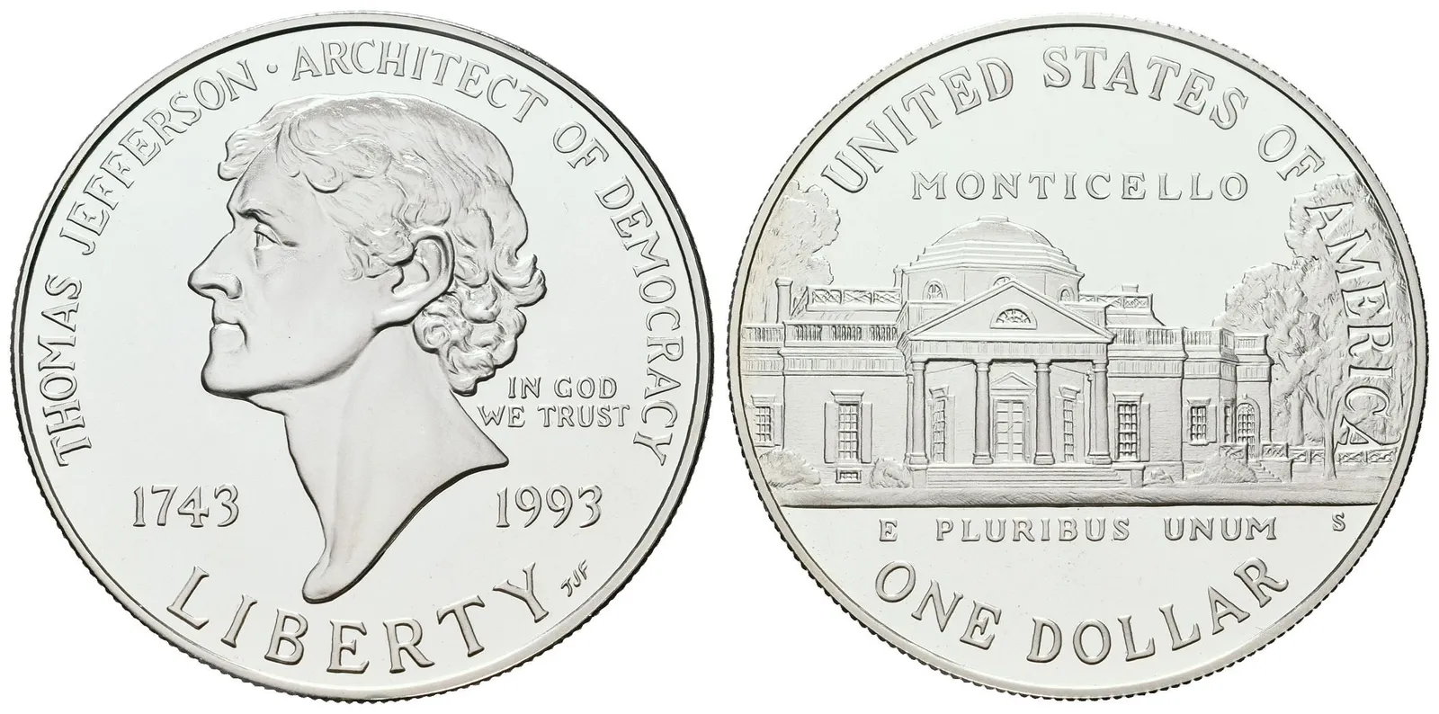 USA, 1 Dollar 1993 - Thomas Jefferson, PROOF