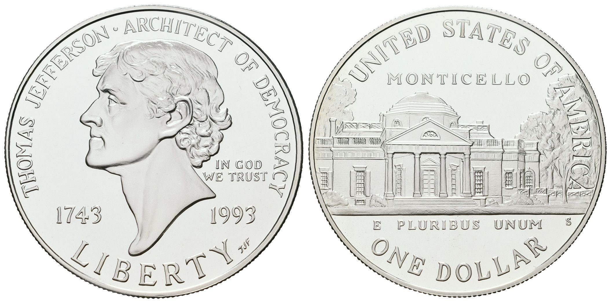 USA, 1 Dollar 1993 - Thomas Jefferson, PROOF