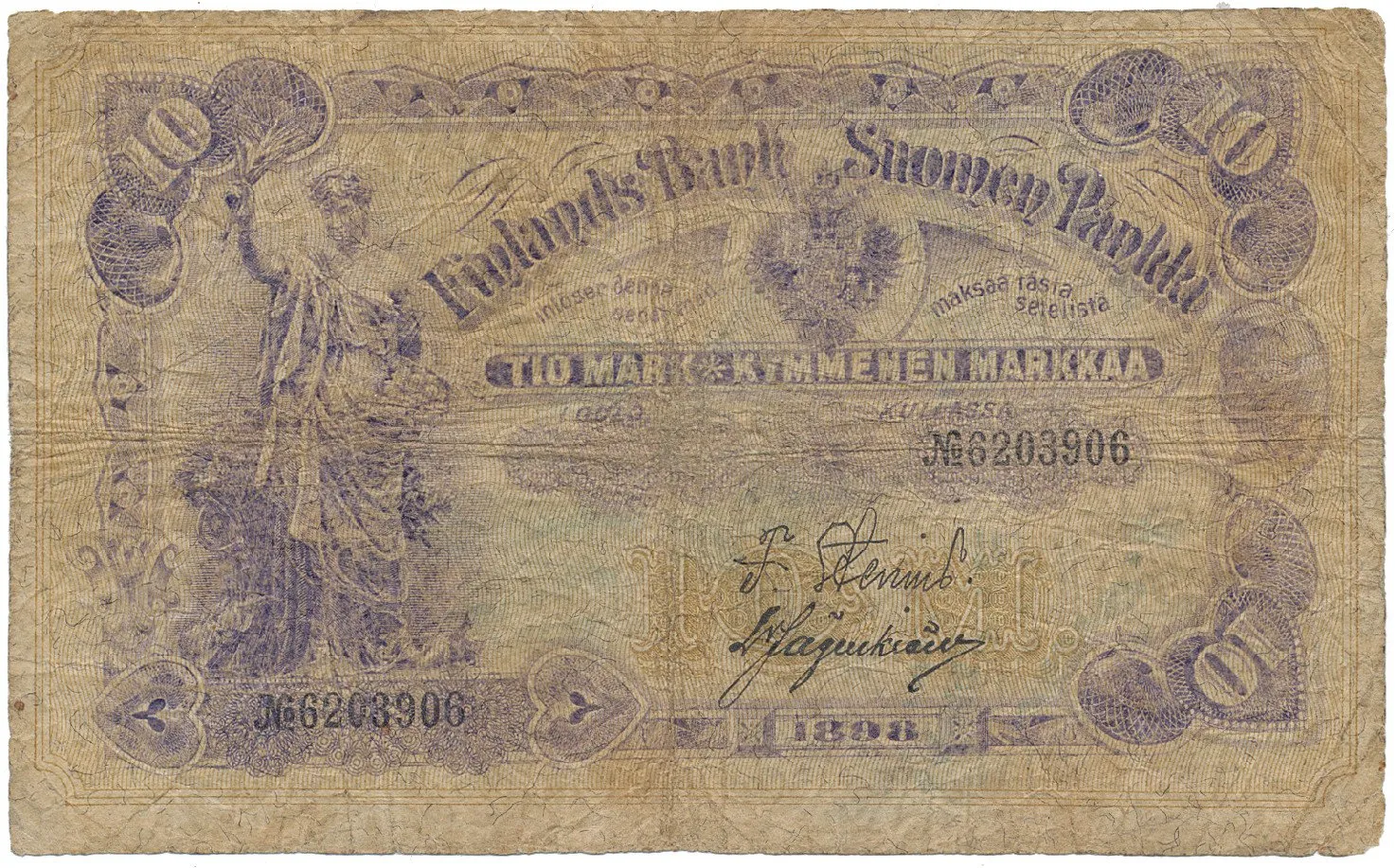 Finsko, 10 Markka 1898, P.3c
