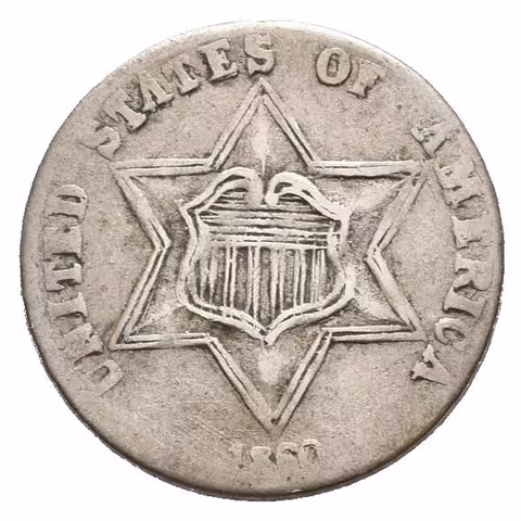 3 Cent 1860 (Ag), KM.88, patina, rysky