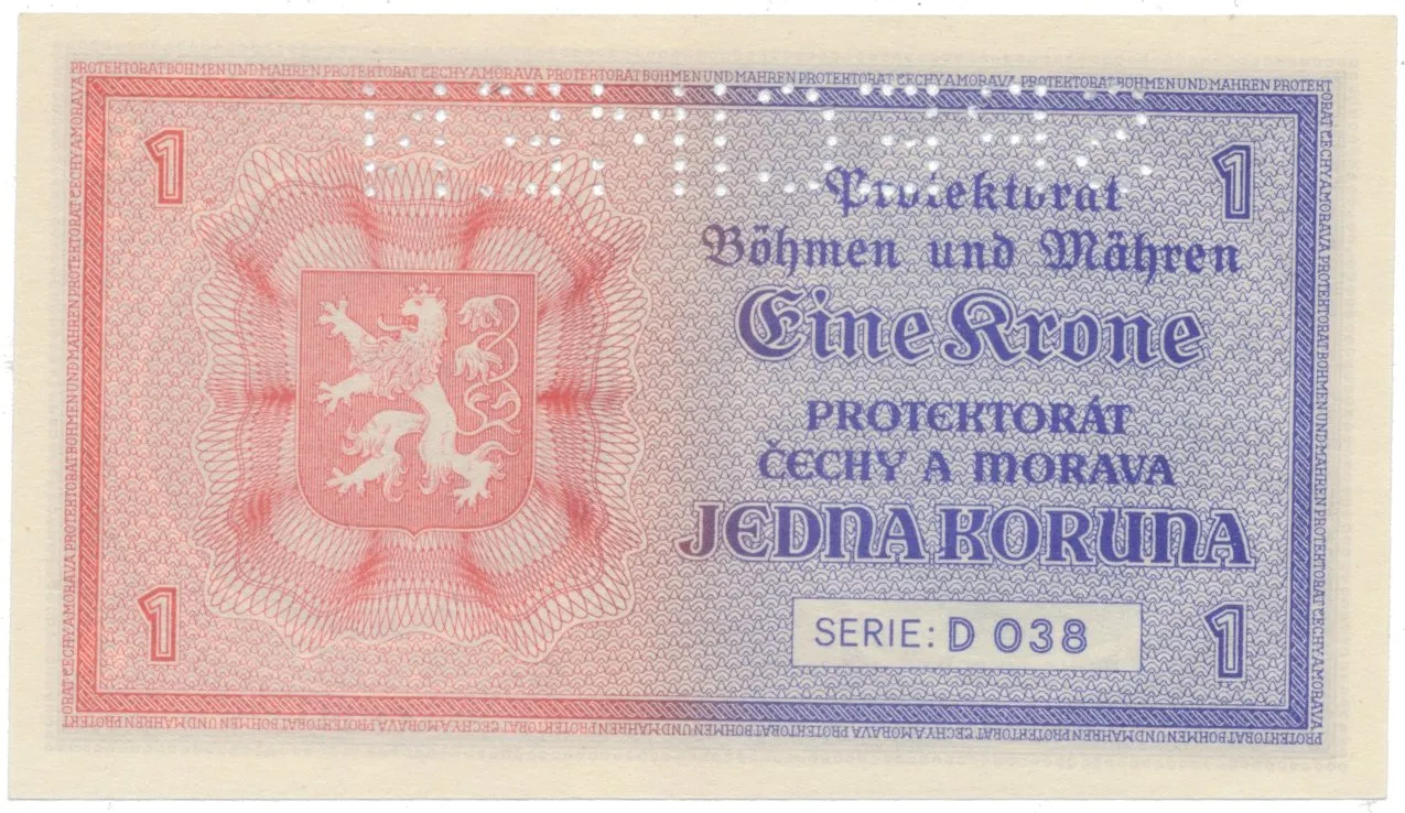1 Koruna b.d. (1940), série D, SPECIMEN, Hej.30b.S1