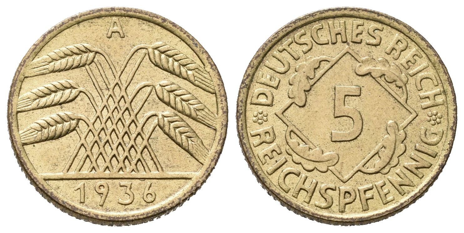 Výmar, 5 Reichspfennig 1936 A