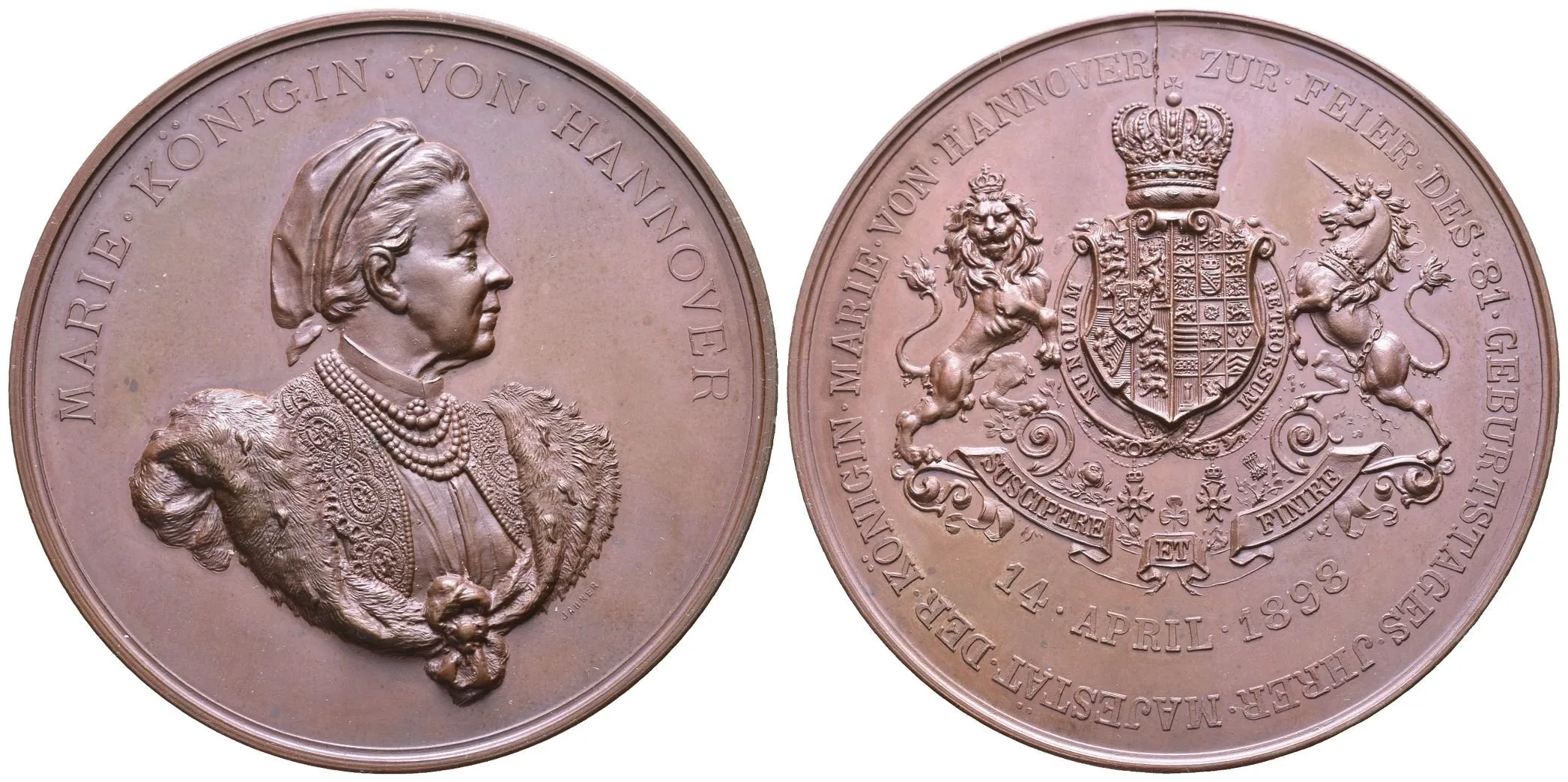 AE Medaile 1898 (H. Jauner) - K oslavám 81. výročí narození jejího — 1