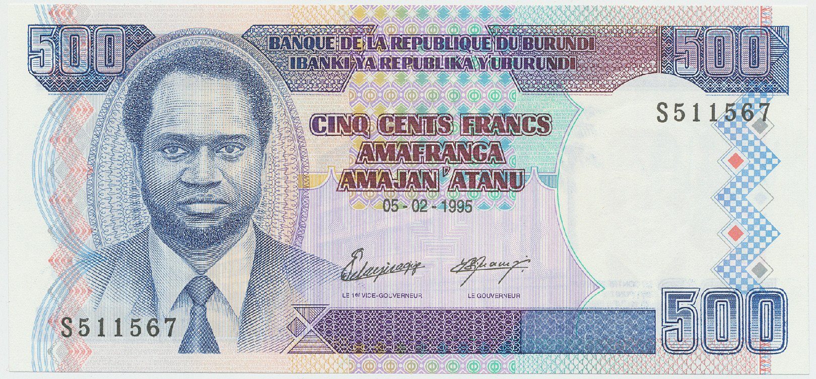 Burundi, 500 Francs 1996, P.37A
