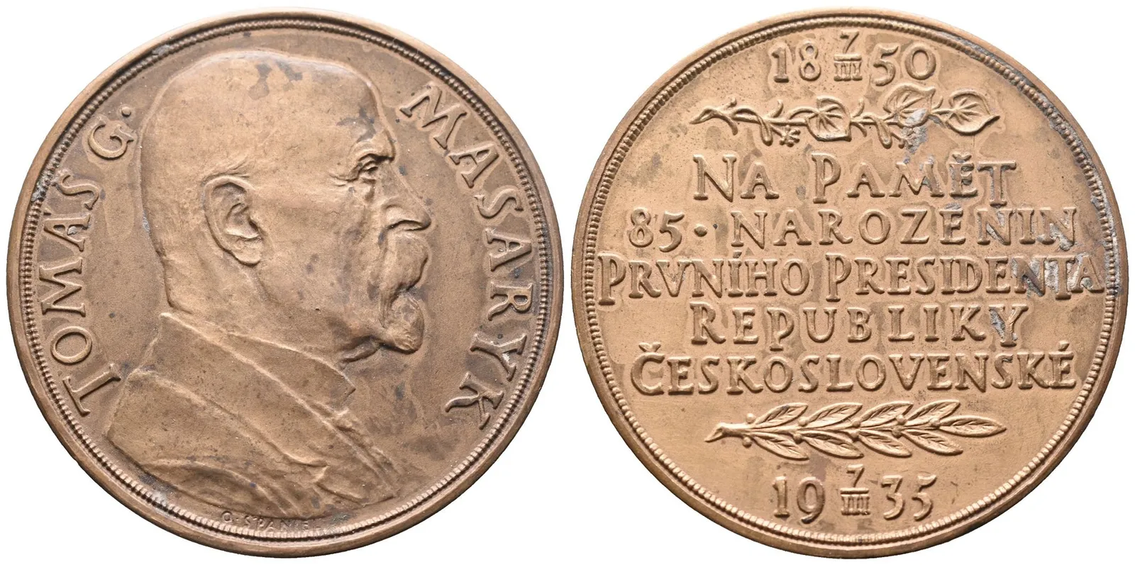 Španiel Otakar - 85. narozeniny TGM, 50 mm