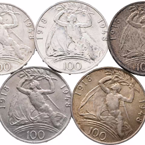 100 Kčs 1948 - 30. výročí ČSR_5 ks
