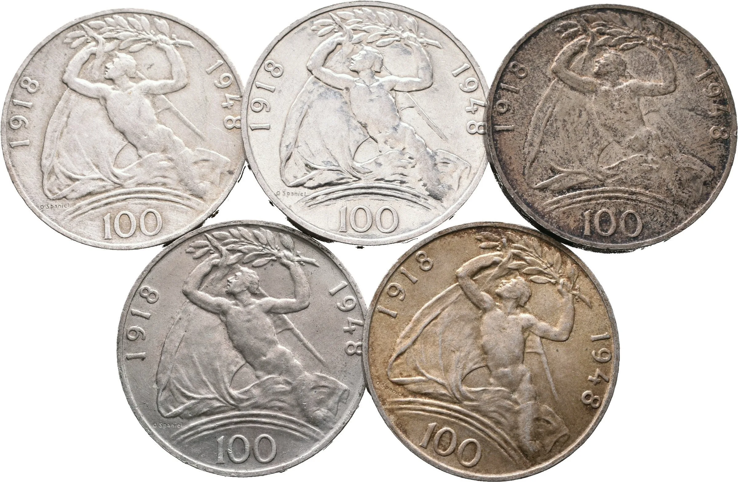 100 Kčs 1948 - 30. výročí ČSR_5 ks — 1
