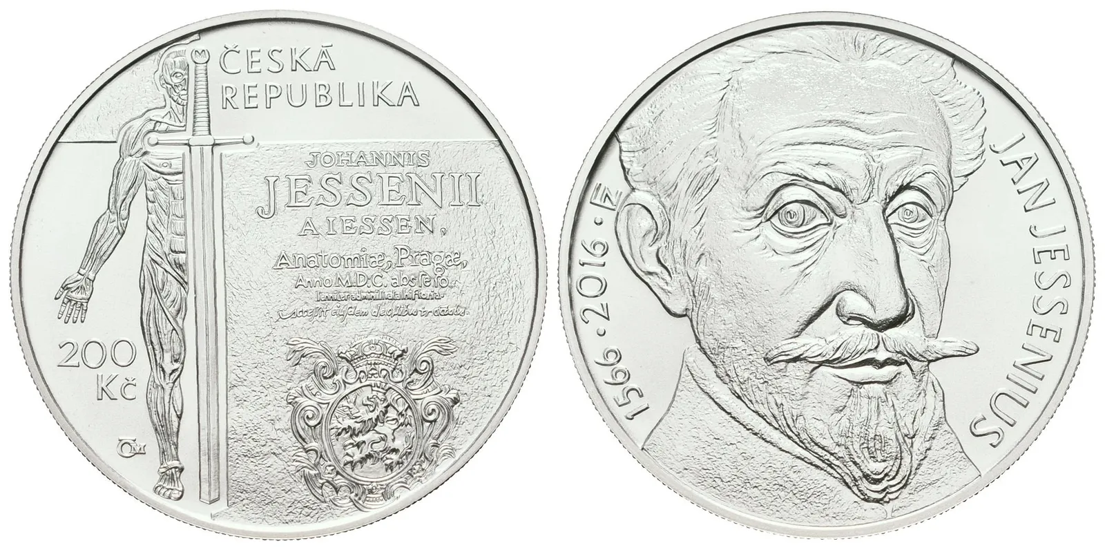 200 Kč 2016 - Jan Jessenius -bez certifikátu