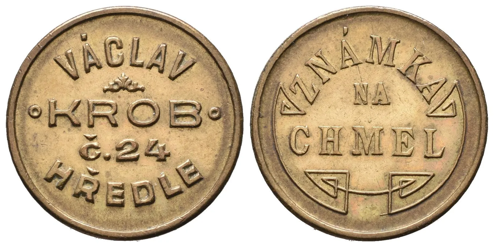Kředle - Václav Krob, známka na chmel, Pocín. Ms 22 mm, pěkná zachovalost — 1
