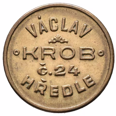 Kředle - Václav Krob, známka na chmel, Pocín. Ms 22 mm, pěkná zachovalost