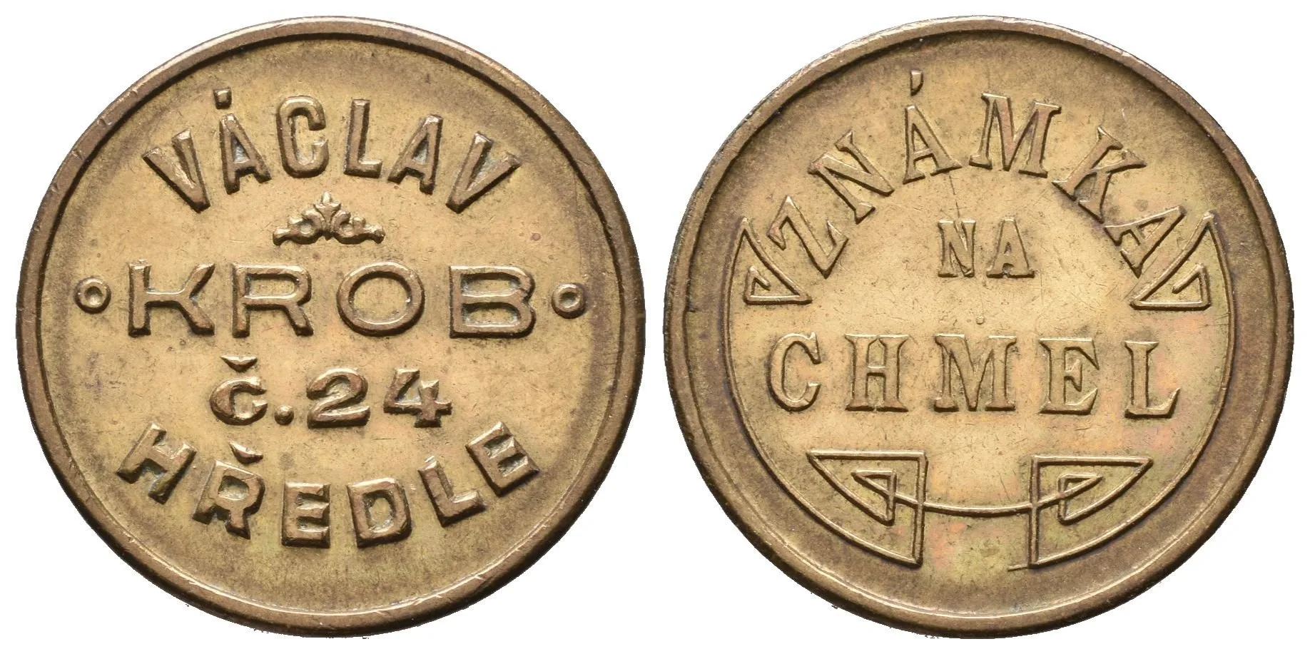 Kředle - Václav Krob, známka na chmel, Pocín. Ms 22 mm, pěkná zachovalost — 1