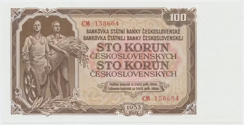 Československo, 100 Koruna 1953, tisk Moskva, série CM, Hej.95a1