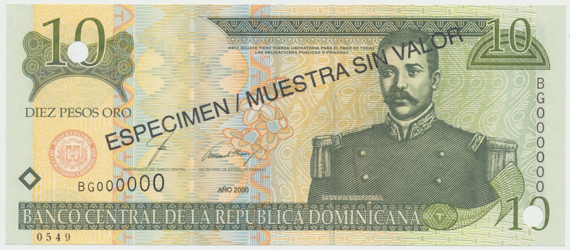 Dominikánská republika, 10 Pesos Oro 2000, P.165s1