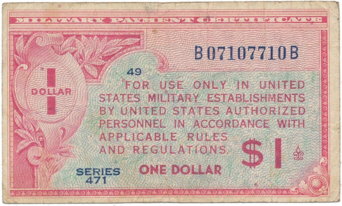 USA, vojenské vydání MPC, 1 Dollar (1947~1948), P.M12