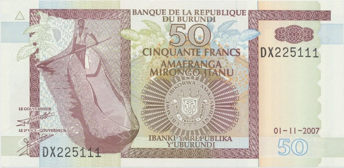 Burundi, 50 Francs 2006~2007, P.36f-g