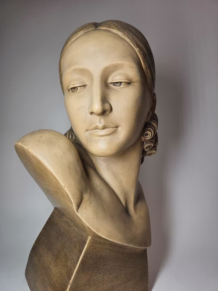 Bohumil Rezl - Art deco busta z terakoty, Československo, 30. léta 20. st.
