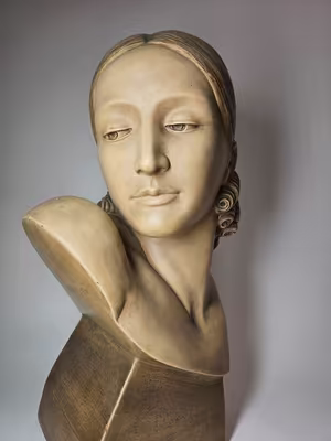 Bohumil Rezl - Art deco busta z terakoty, Československo, 30. léta 20. st.