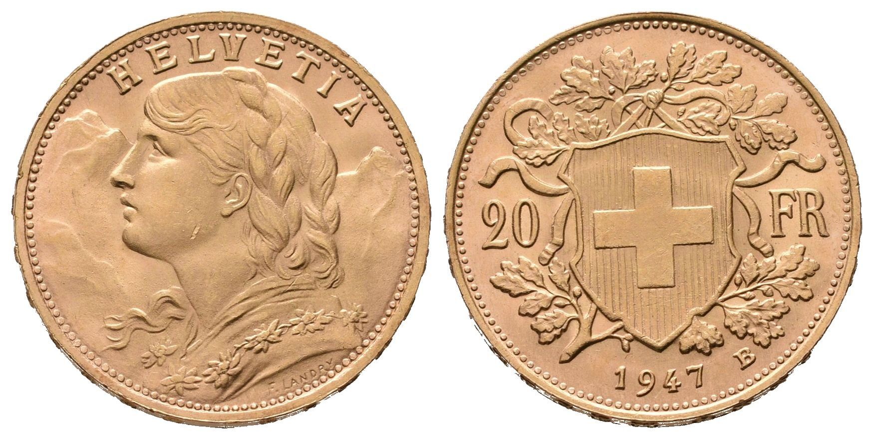 Švýcarsko, 20 Frank 1947