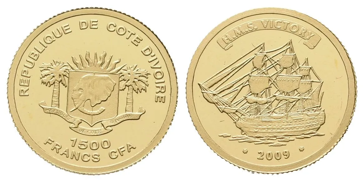 Pobřeží slonoviny, 1500 Francs 2009 - HMS Victory