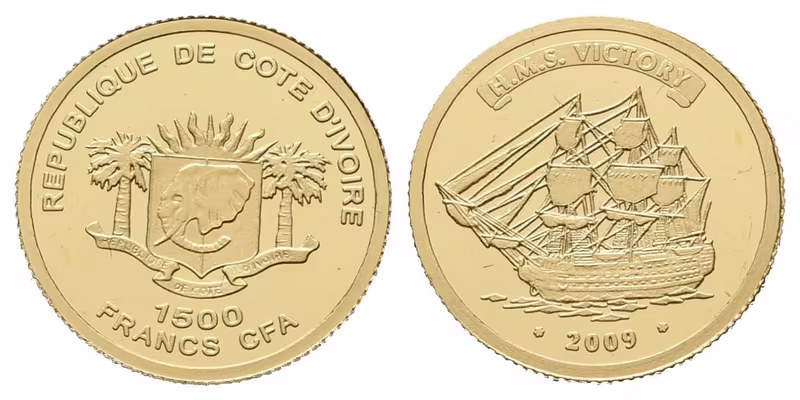 Pobřeží slonoviny, 1500 Francs 2009 - HMS Victory