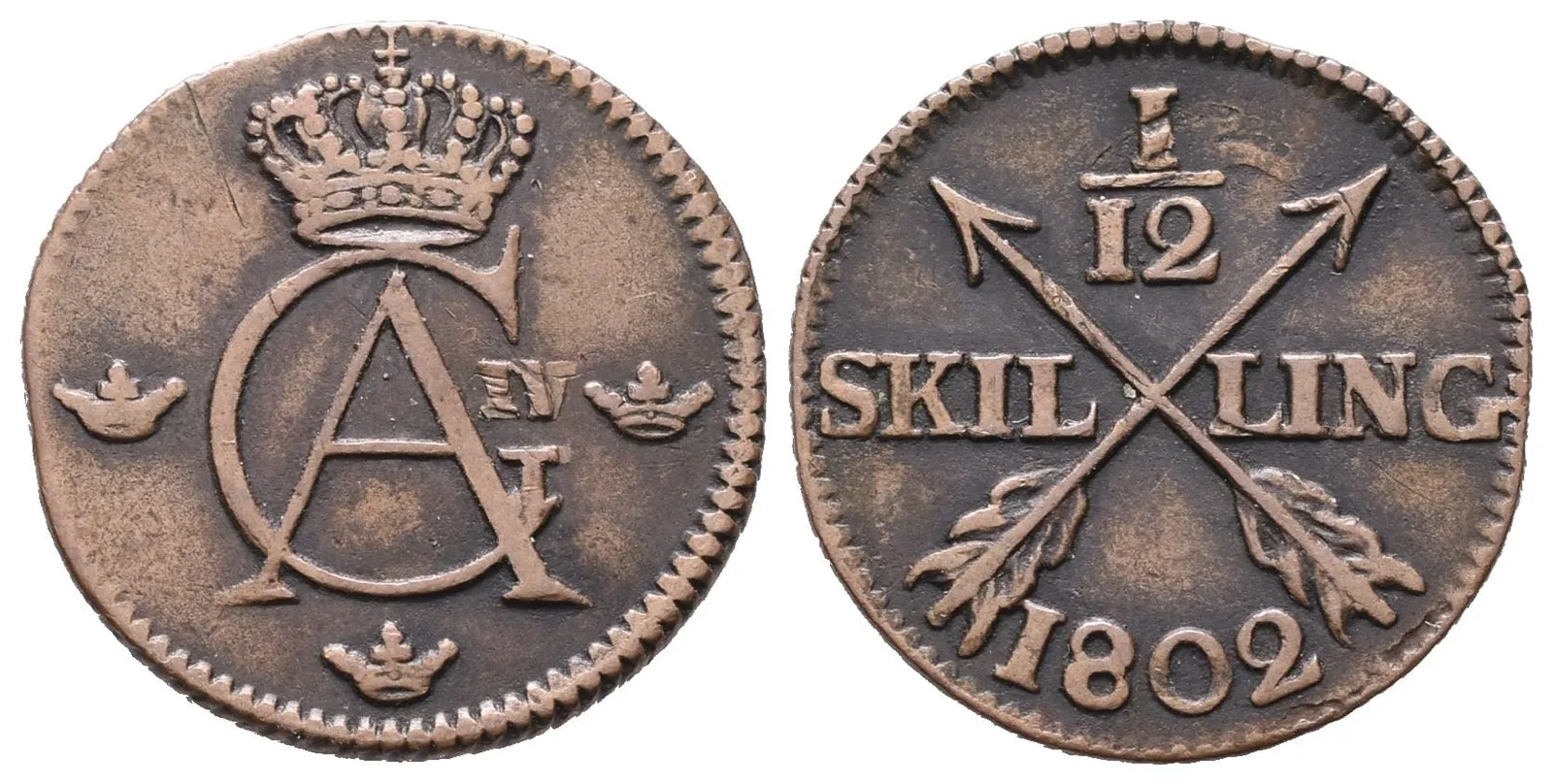 Švédsko, 1/12 Šilinku 1802