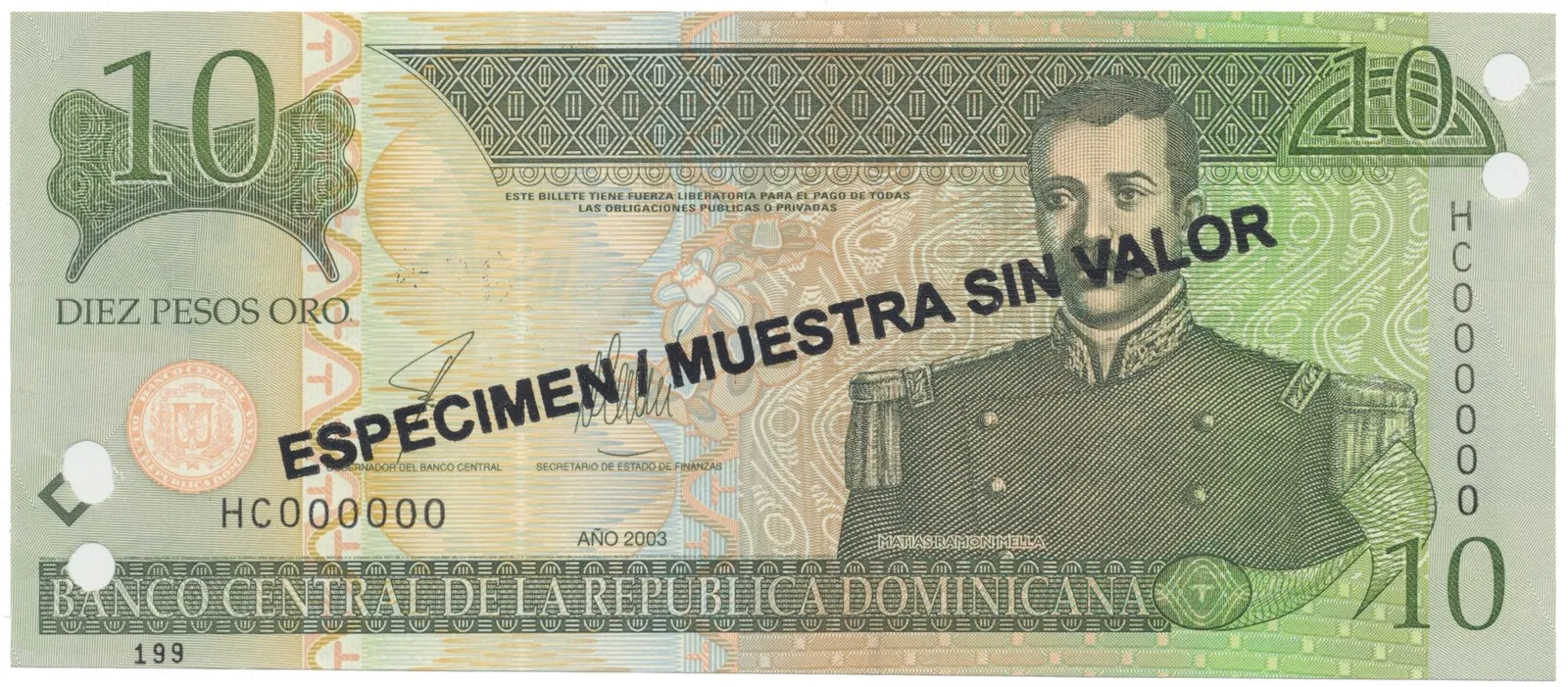 Dominikánská republika, 10 Pesos Oro 2003, P.168s3