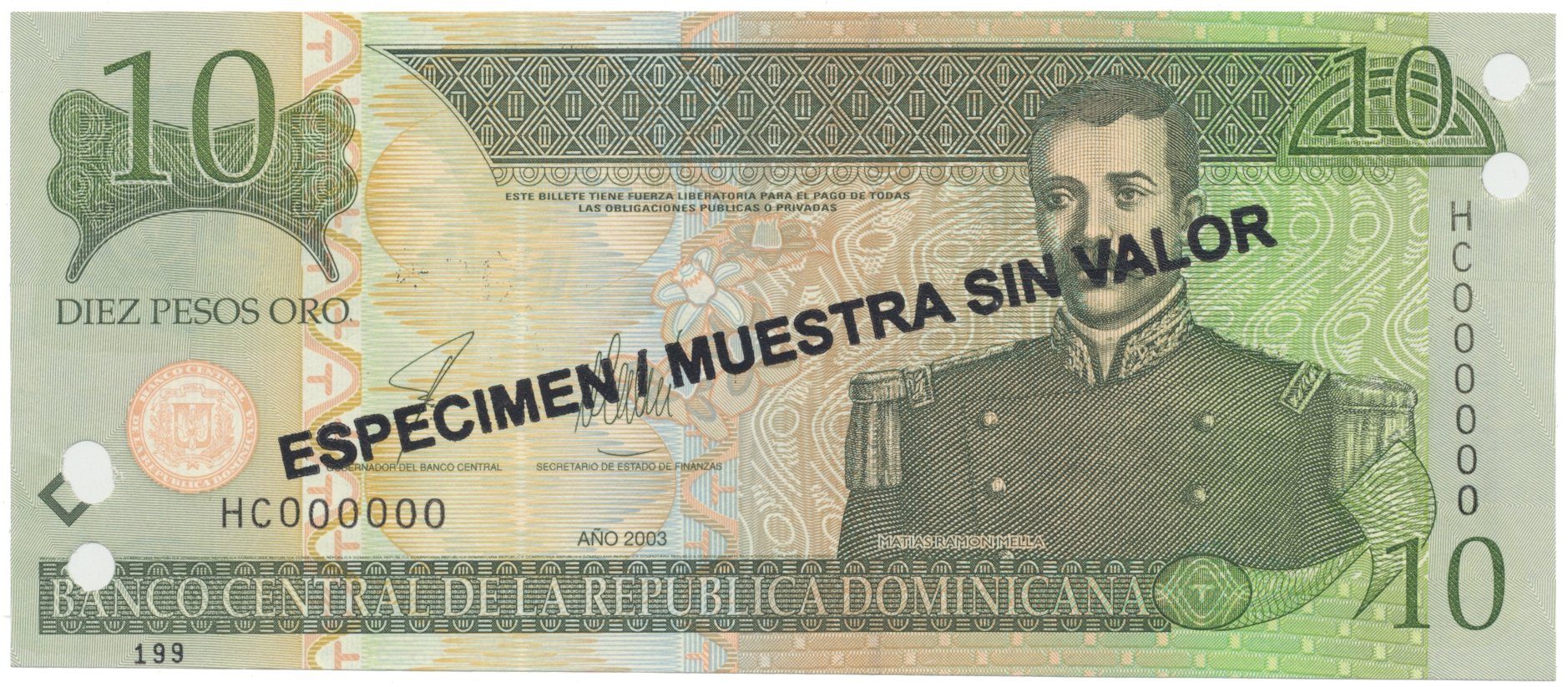 Dominikánská republika, 10 Pesos Oro 2003, P.168s3