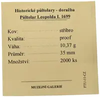 Replika - Historický 1/2 tolar - Leopold I. 1699 - fotografie 2