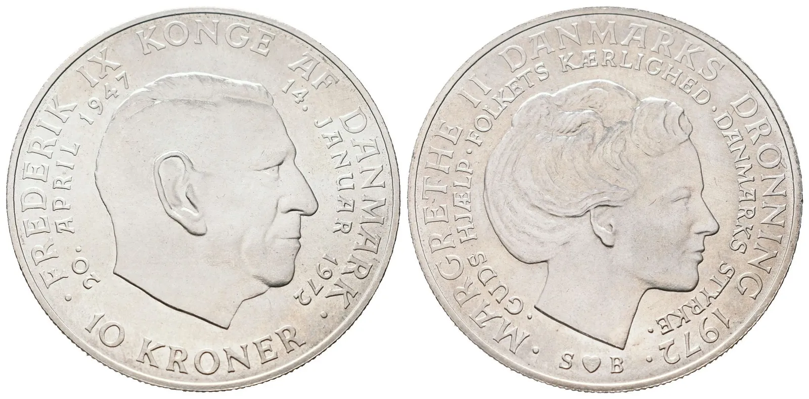 Dánsko, 10 Kroner 1972 - Pamětní