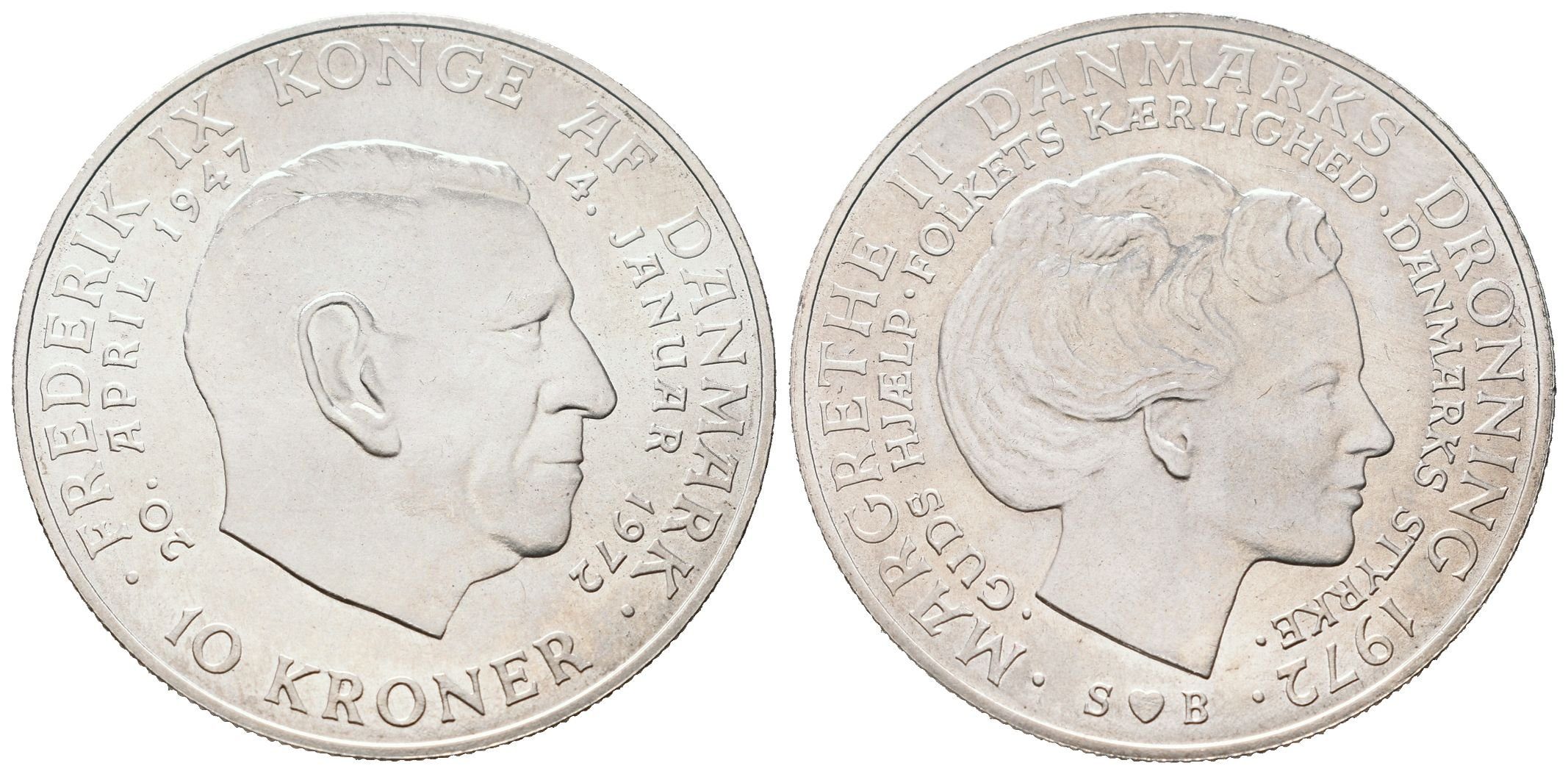 Dánsko, 10 Kroner 1972 - Pamětní