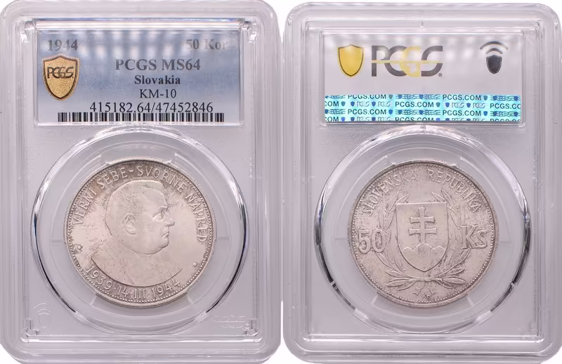 50 Koruna 1944 - Jozef Tiso, PCGS MS 64