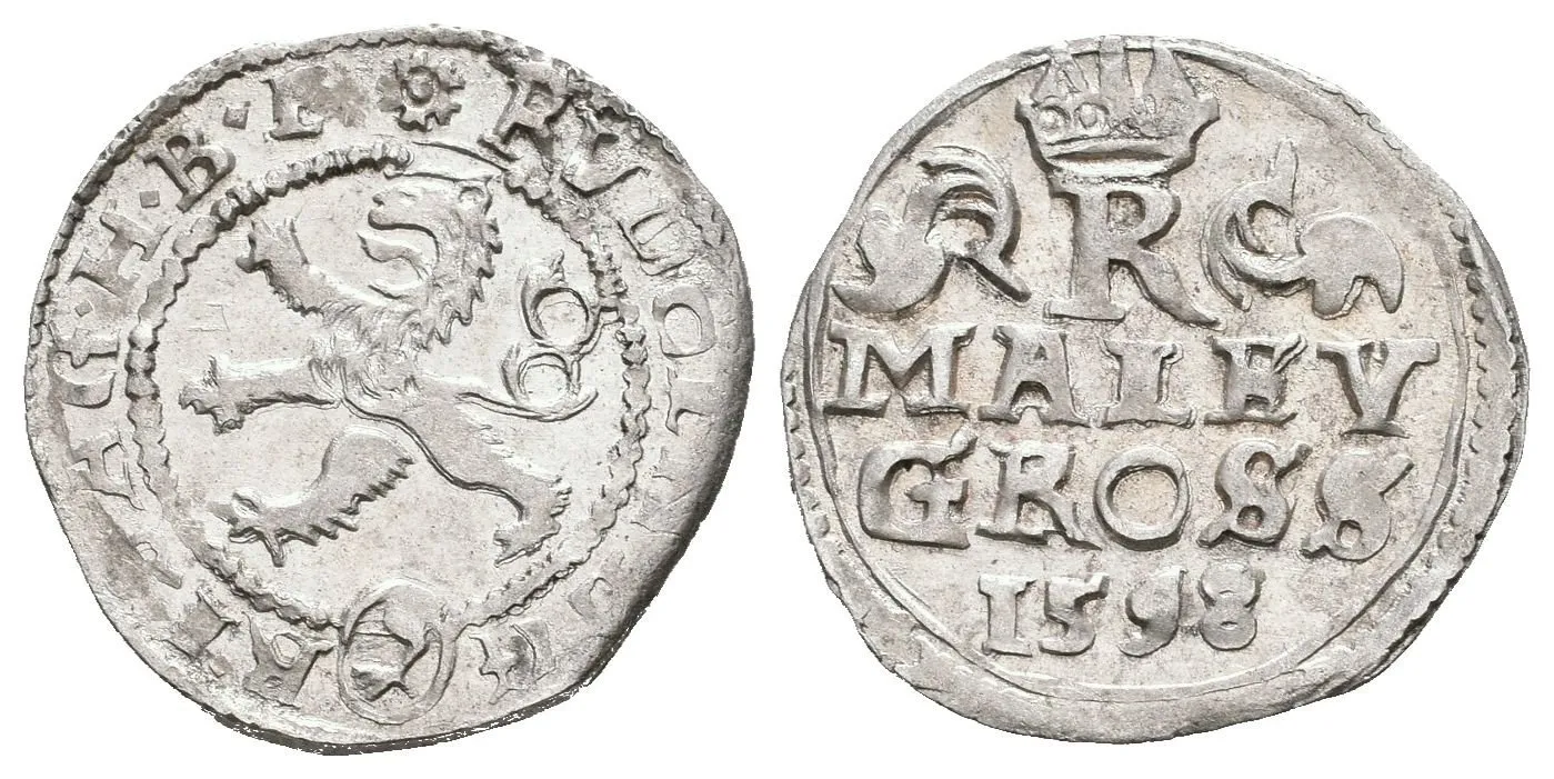 Malý groš 1598, Kutná Hora-Dominig, HN.8 (opis 7a), krásná zachovalost, zbytky lesku na Av., — 1