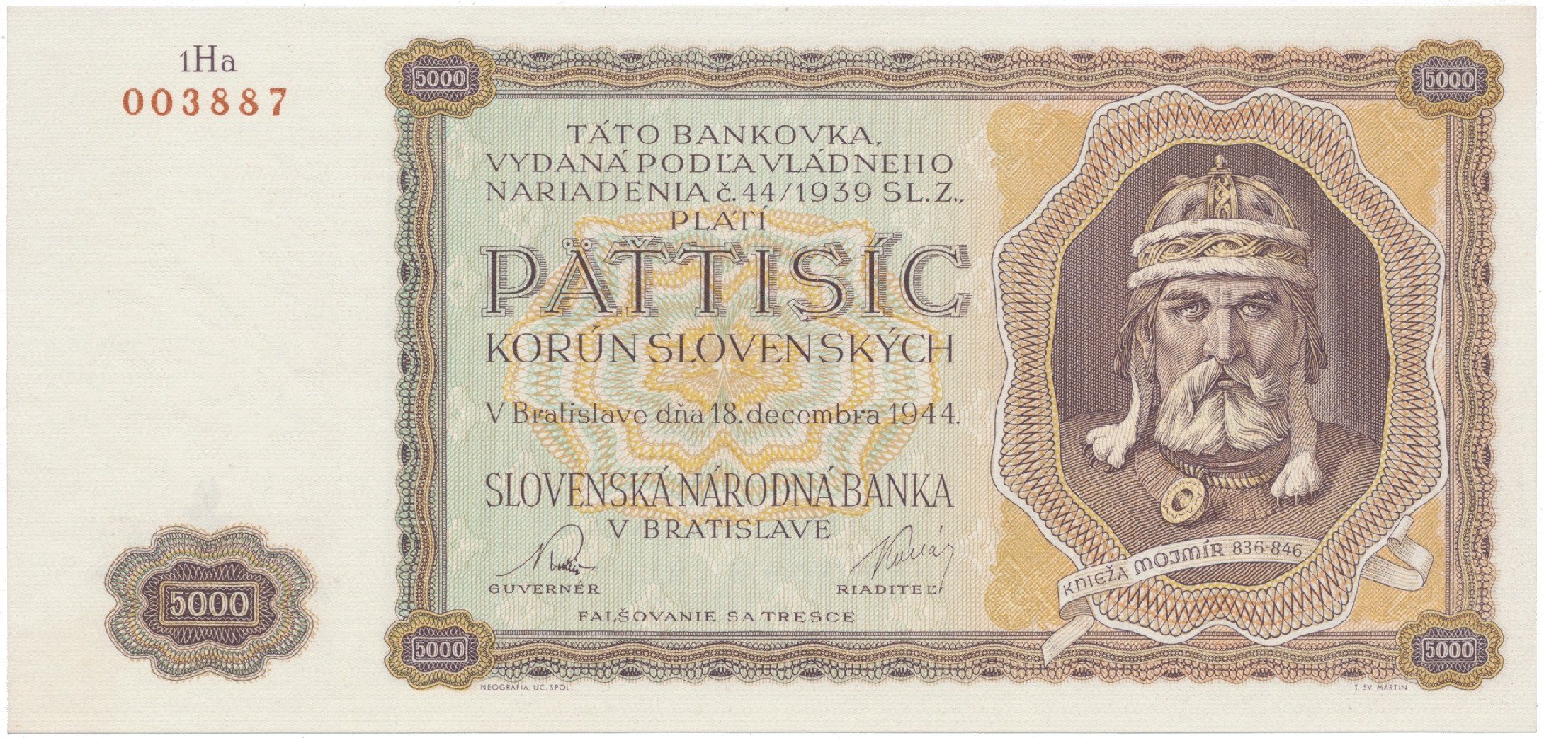 5000 Koruna 1944, série 1Ha, Hej.N3
