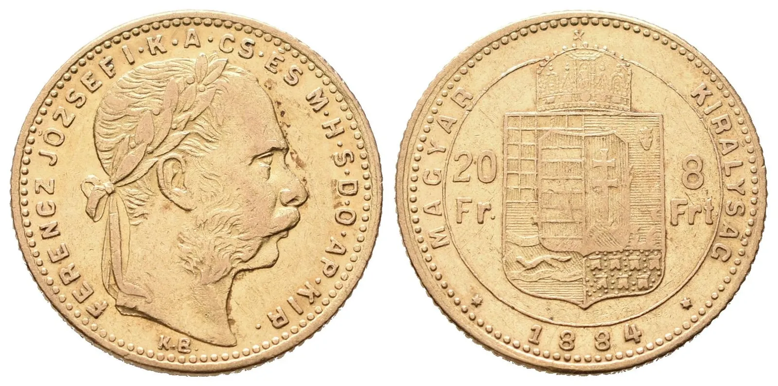 8 Zlatník / 20 Frank 1884 KB