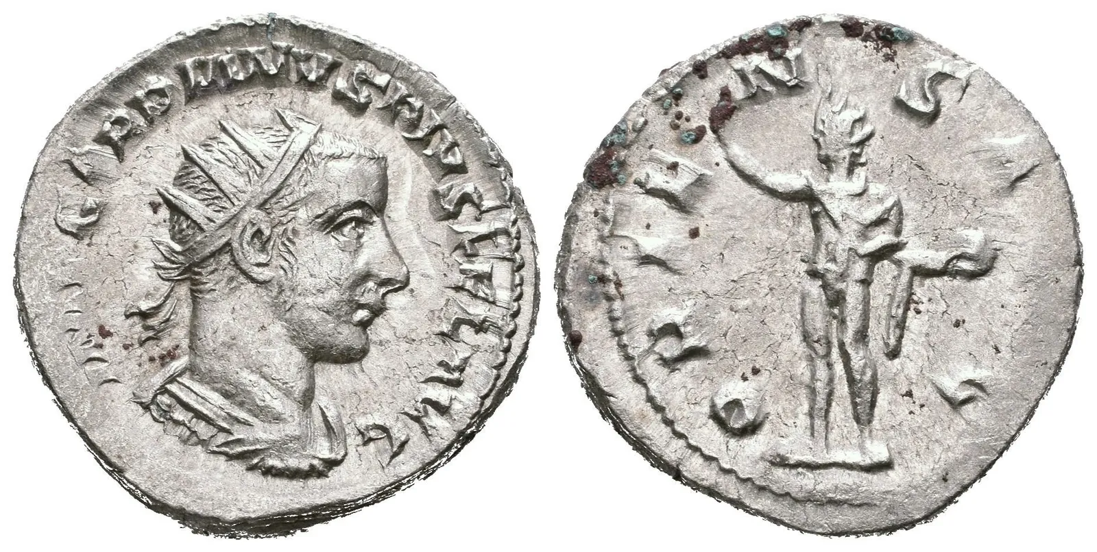 Antoninian, Antiochia, 242 - 244, Rv: ORIENS AVG, stojící Sol zleva — 1