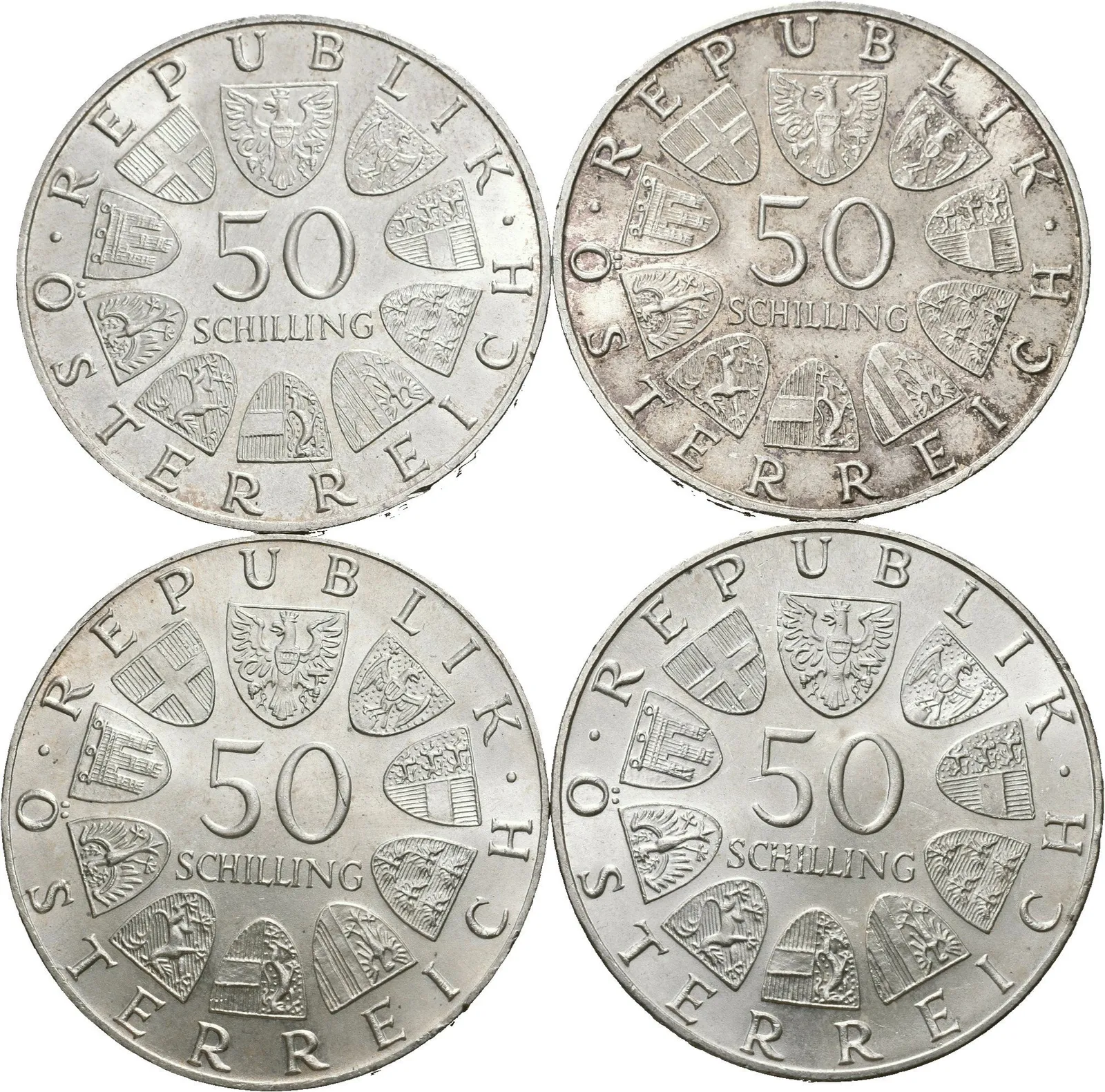 50 Schilling 1969 - Maximilian I., 1971 - Julius Raab, — 1