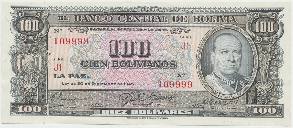 Bolívie, 100 Bolivianos 1945, P.147
