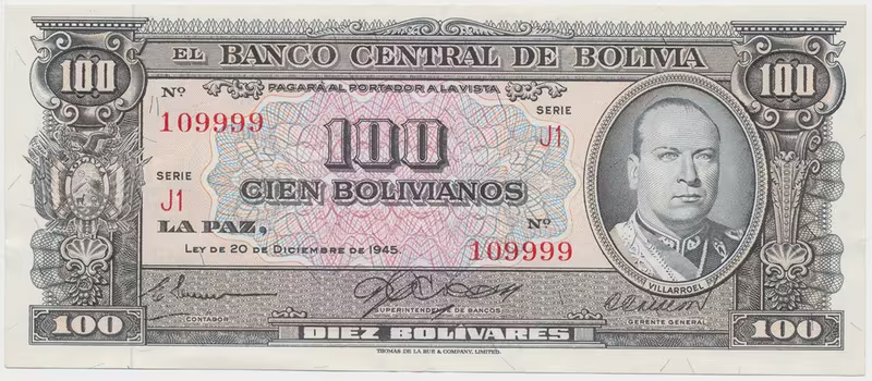 Bolívie, 100 Bolivianos 1945, P.147