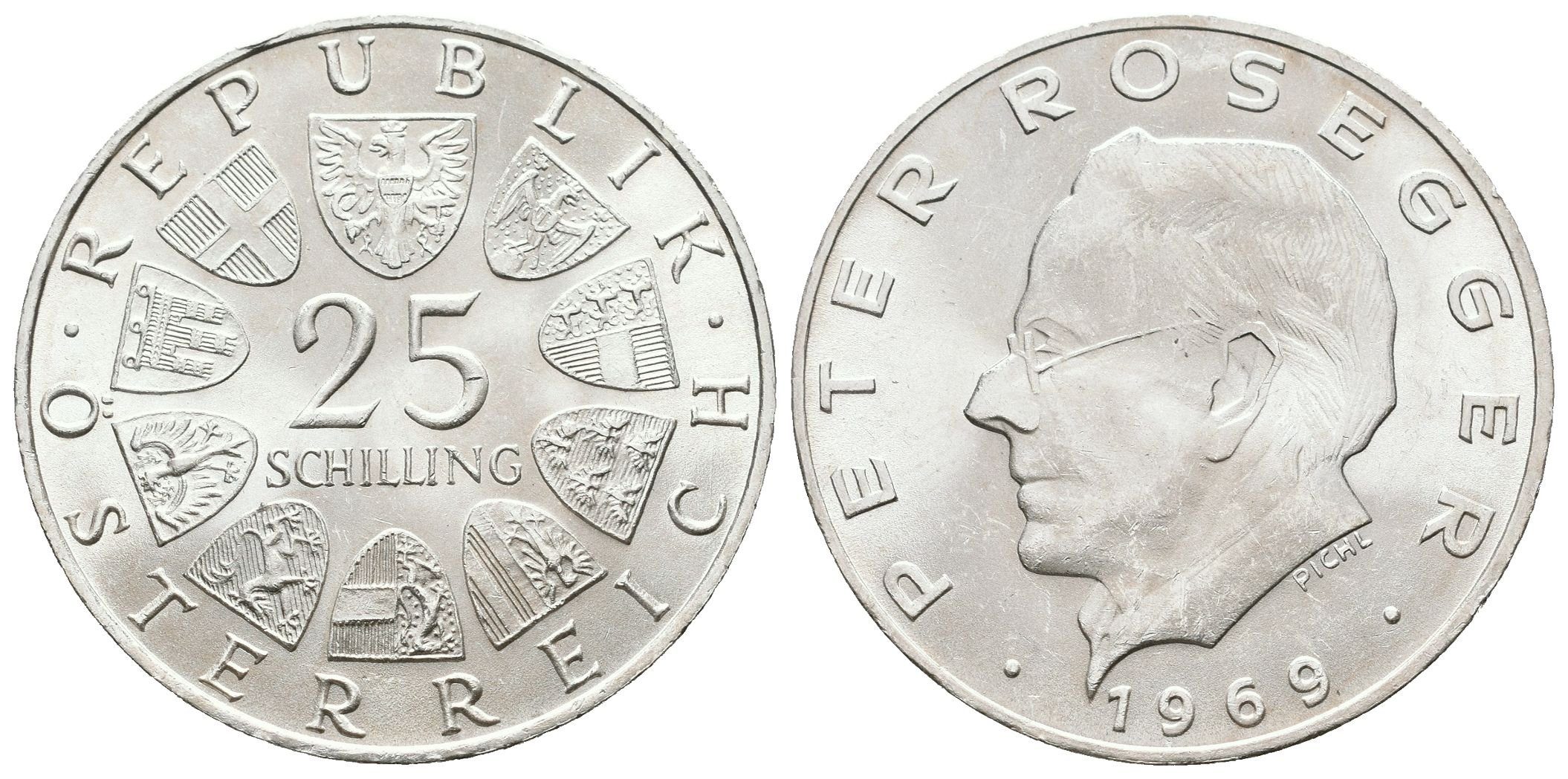 Rakousko, 25 Schilling 1969 - Rosegger