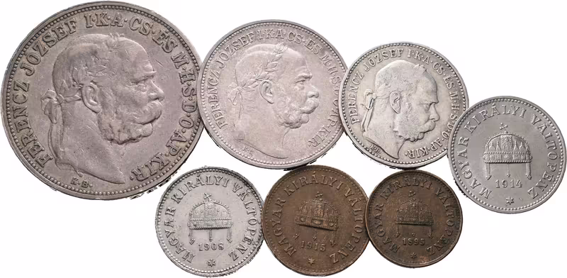 Soubor mincí 1 Fillér až 5 Koruna KB