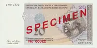 Bosna a Hercegovina, 20 Konvert. Marka (1998), anulát - SPECIMEN, P.66s