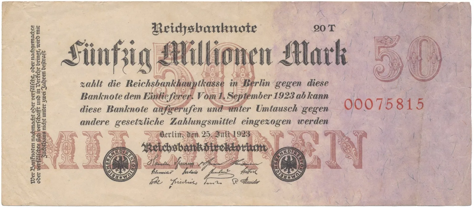 Německo, 50 Millionen Mark 1923, Ro.97c