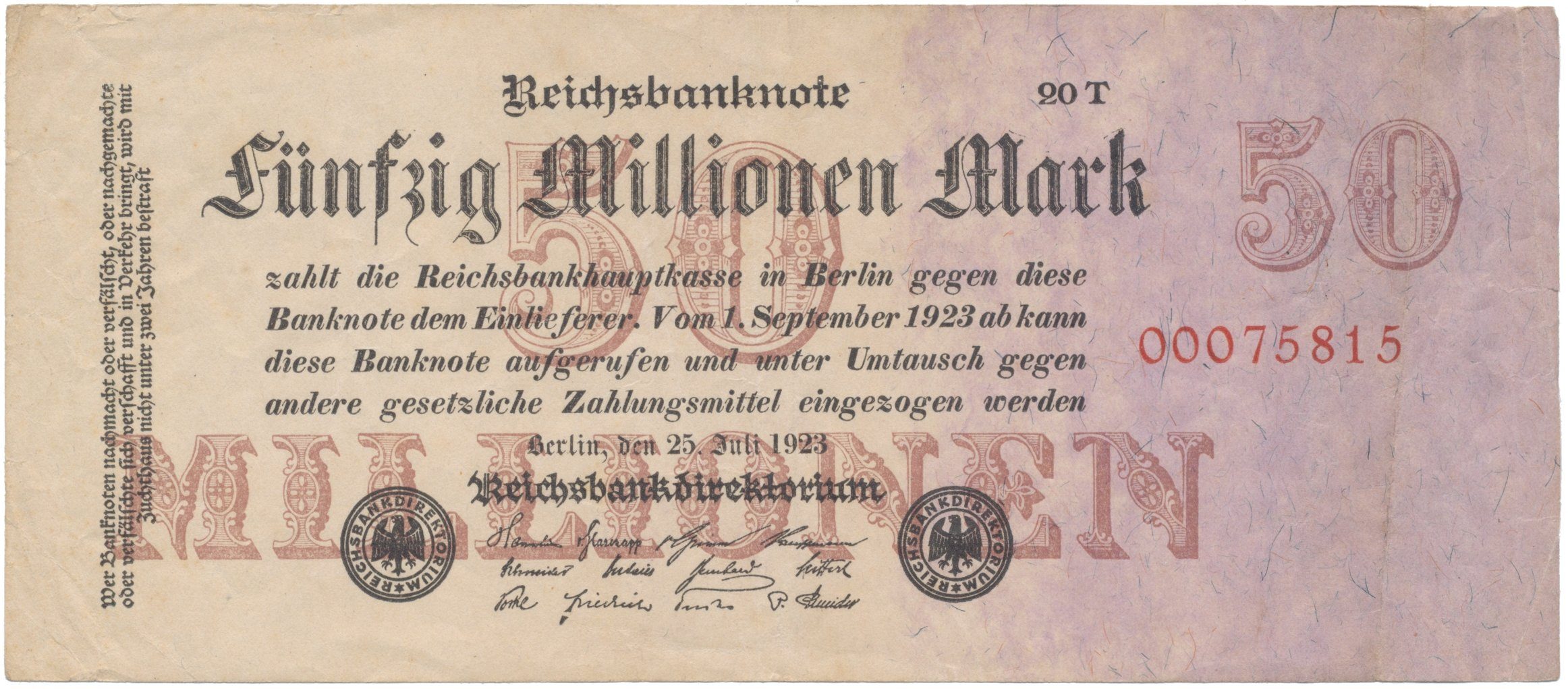 Německo, 50 Millionen Mark 1923, Ro.97c
