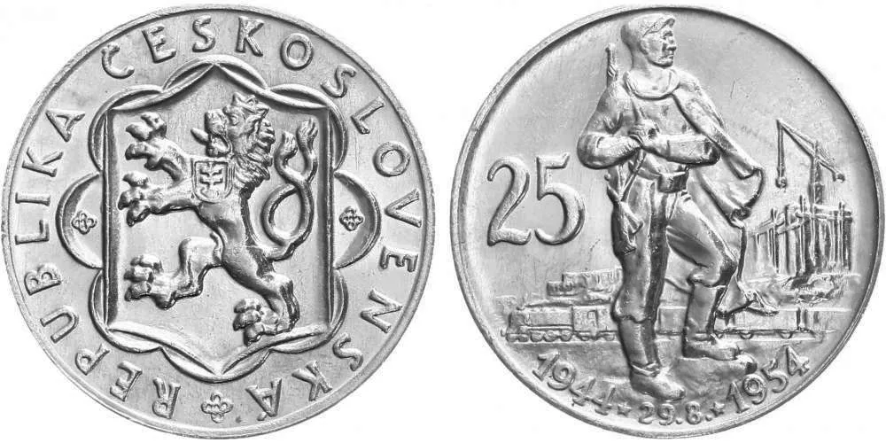 25 Kčs 1954 - 10. výročí SNP