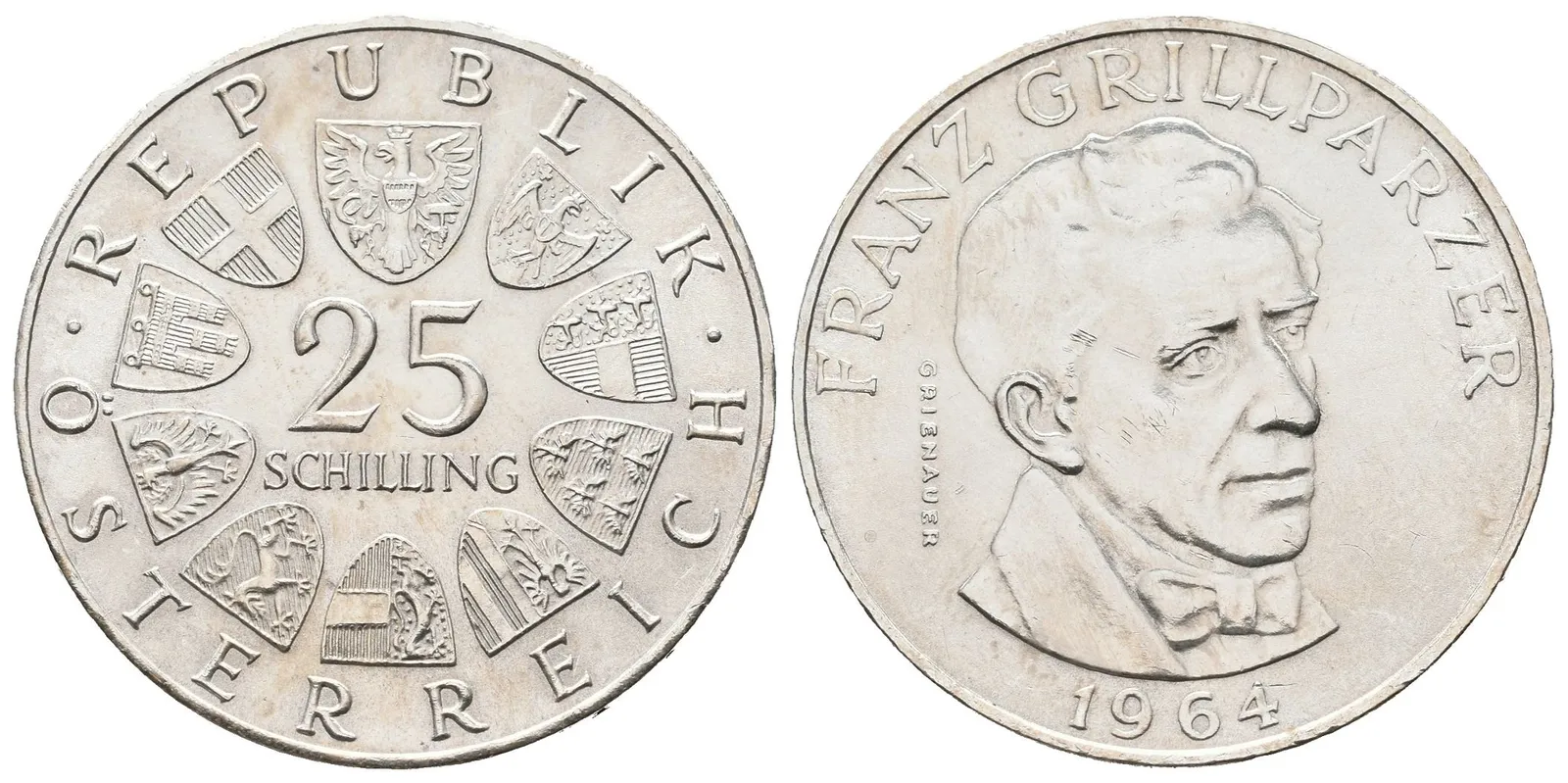 Rakousko, 25 Schilling 1964 - Grillparzer