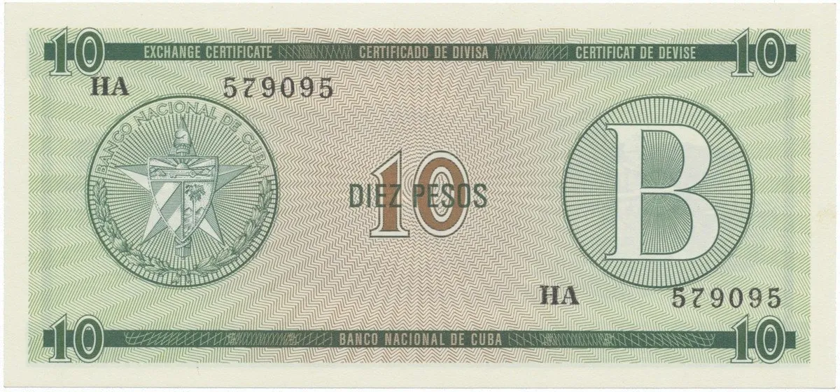 Kuba, 10 Pesos (1985), série B, P.FX8