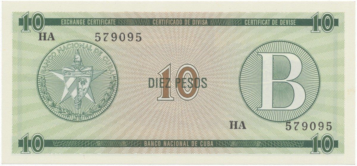 Kuba, 10 Pesos (1985), série B, P.FX8